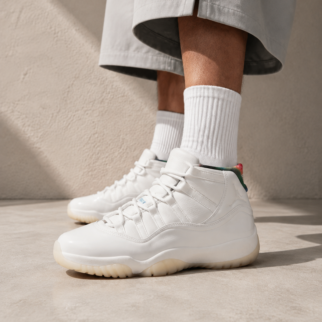 Nike Air Jordan 11 Retro 285 Bianco Pelle Verniciata Uomo - 5