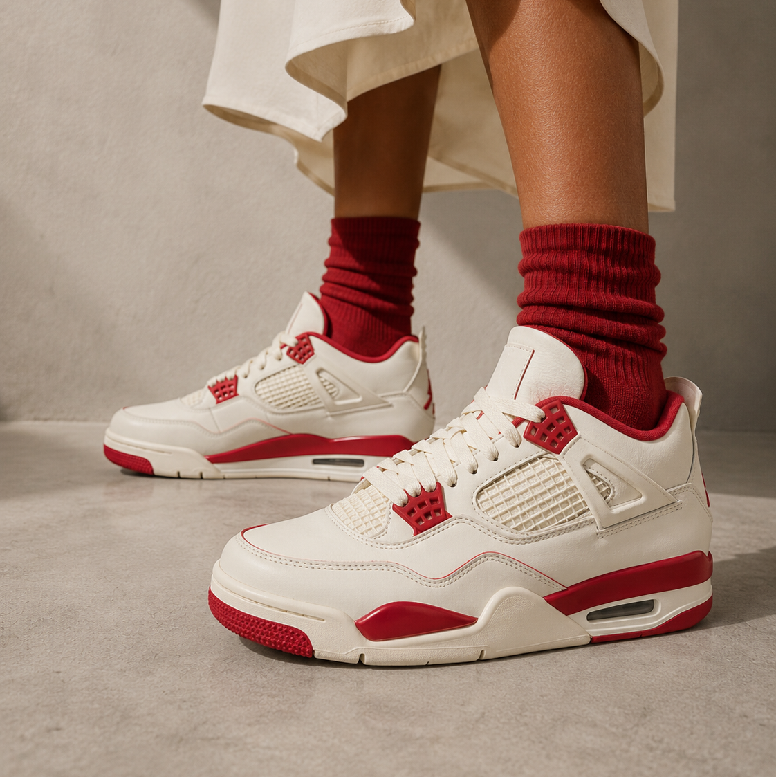 Nike Air Jordan 4 Valentine's Day Sierra Red Bianco Rosso Donna - 5