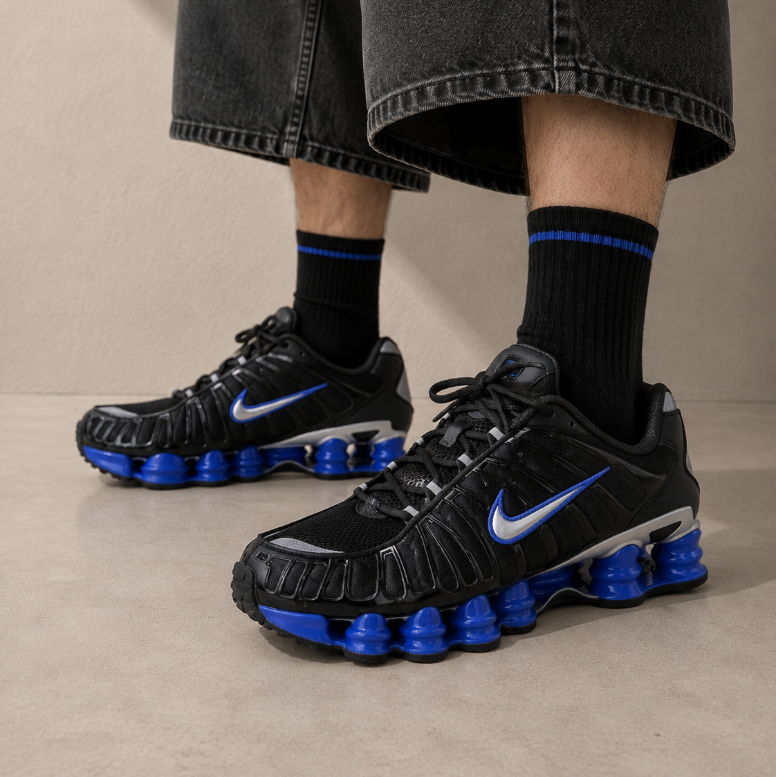 Nike Shox TL Black Racer Blue Metallic Silver Nero Blu Uomo Donna - 4