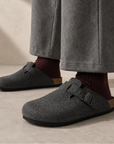 Birkenstock Boston Dark Grey ciabatte unisex in grigio scuro - vista posteriore