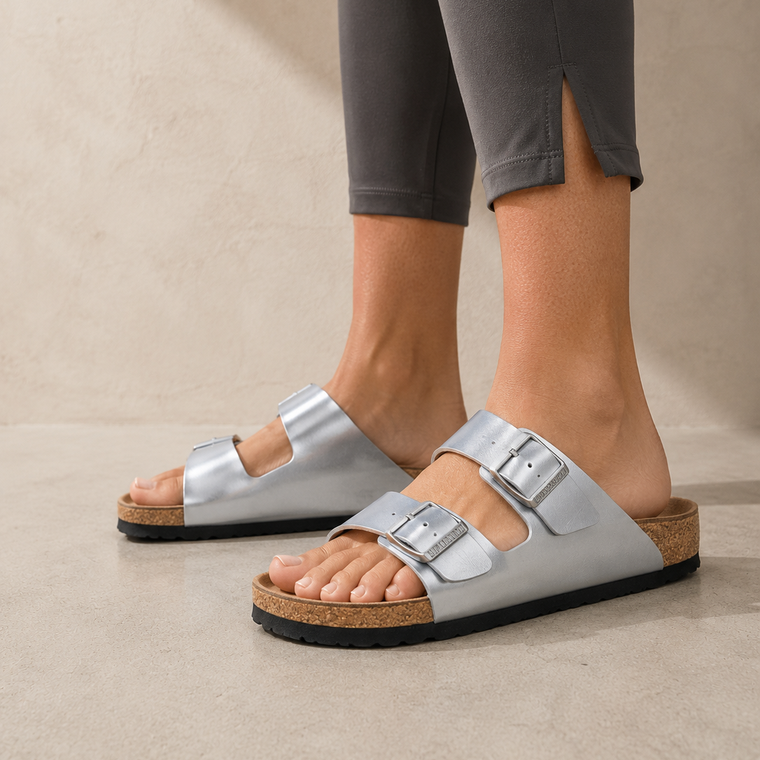 Birkenstock Arizona Silver sandali unisex in multicolore - vista posteriore