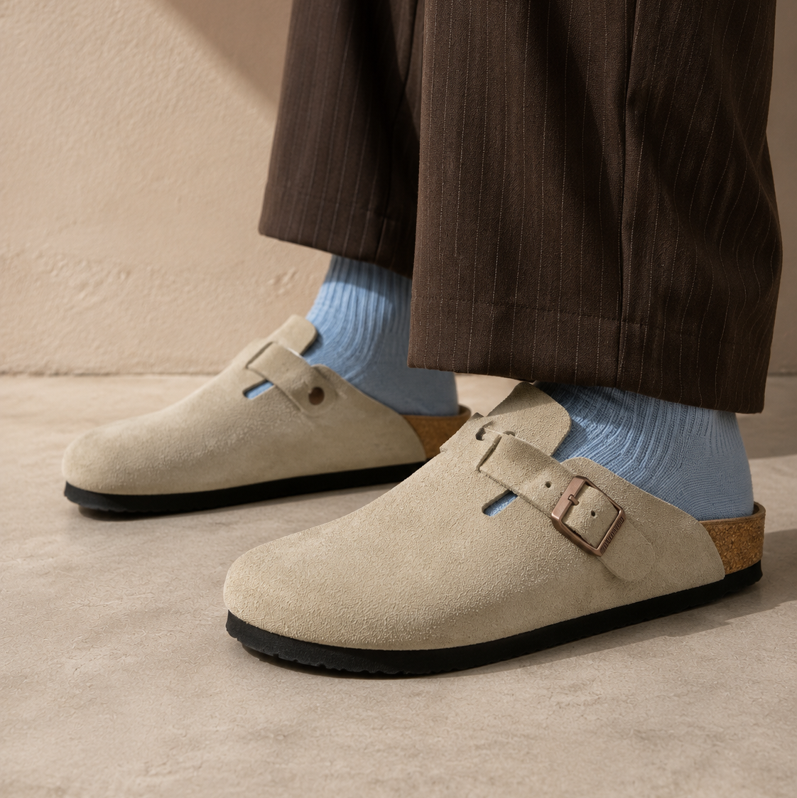 Birkenstock Boston Oat ciabatte unisex in beige avena - vista posteriore