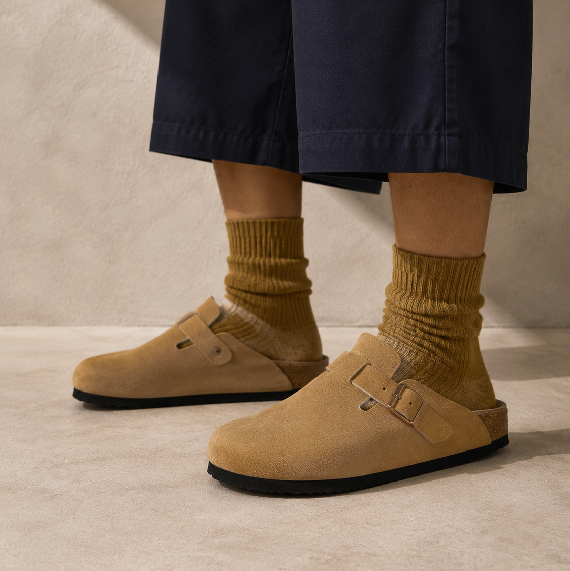 Birkenstock Boston Gold Coffee ciabatte unisex in multicolore - vista posteriore