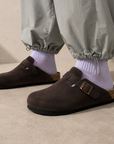 Birkenstock Boston Dark Brown ciabatte unisex in marrone scuro - vista posteriore