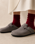 Birkenstock Boston Grey ciabatte unisex in grigio - vista posteriore