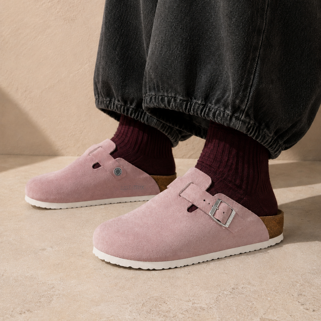 Birkenstock Boston Pink ciabatte unisex in multicolore - vista posteriore