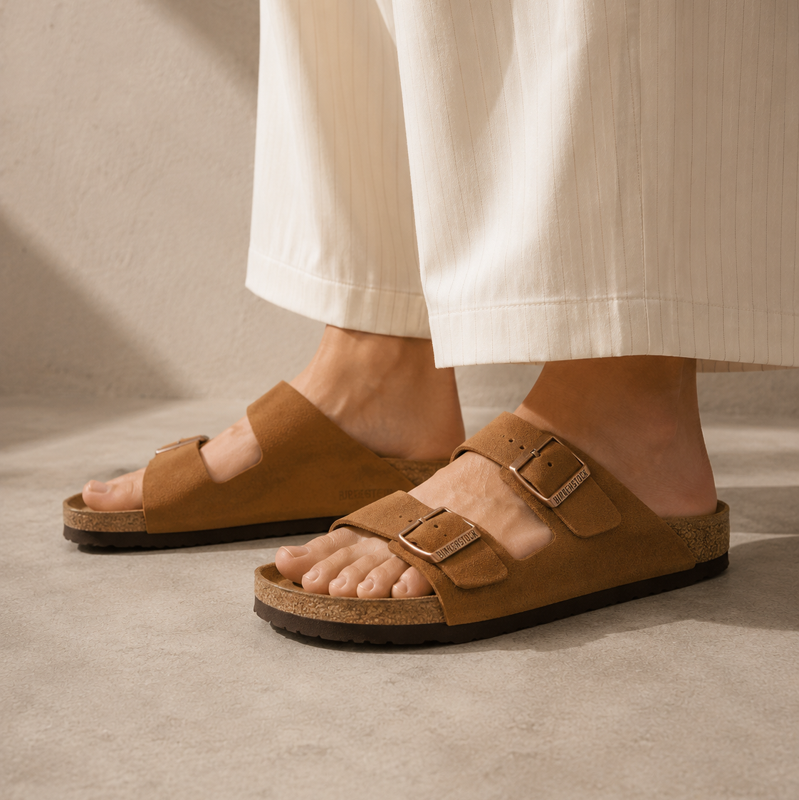Birkenstock Arizona Light Brown sandali unisex in marrone chiaro - vista posteriore