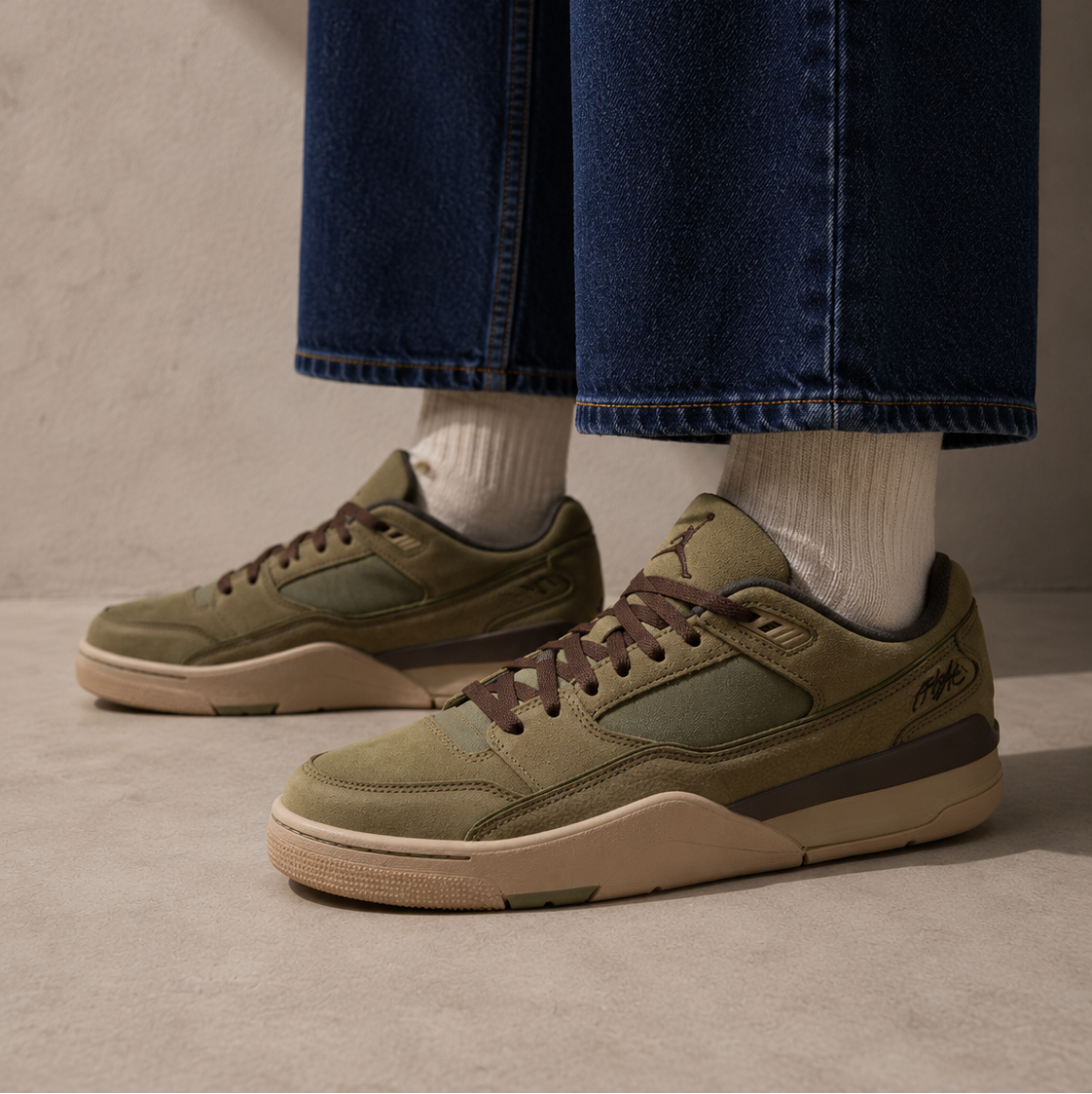 Nike Air Jordan Flight Court Verde Oliva Marrone Baroque Uomo - 5