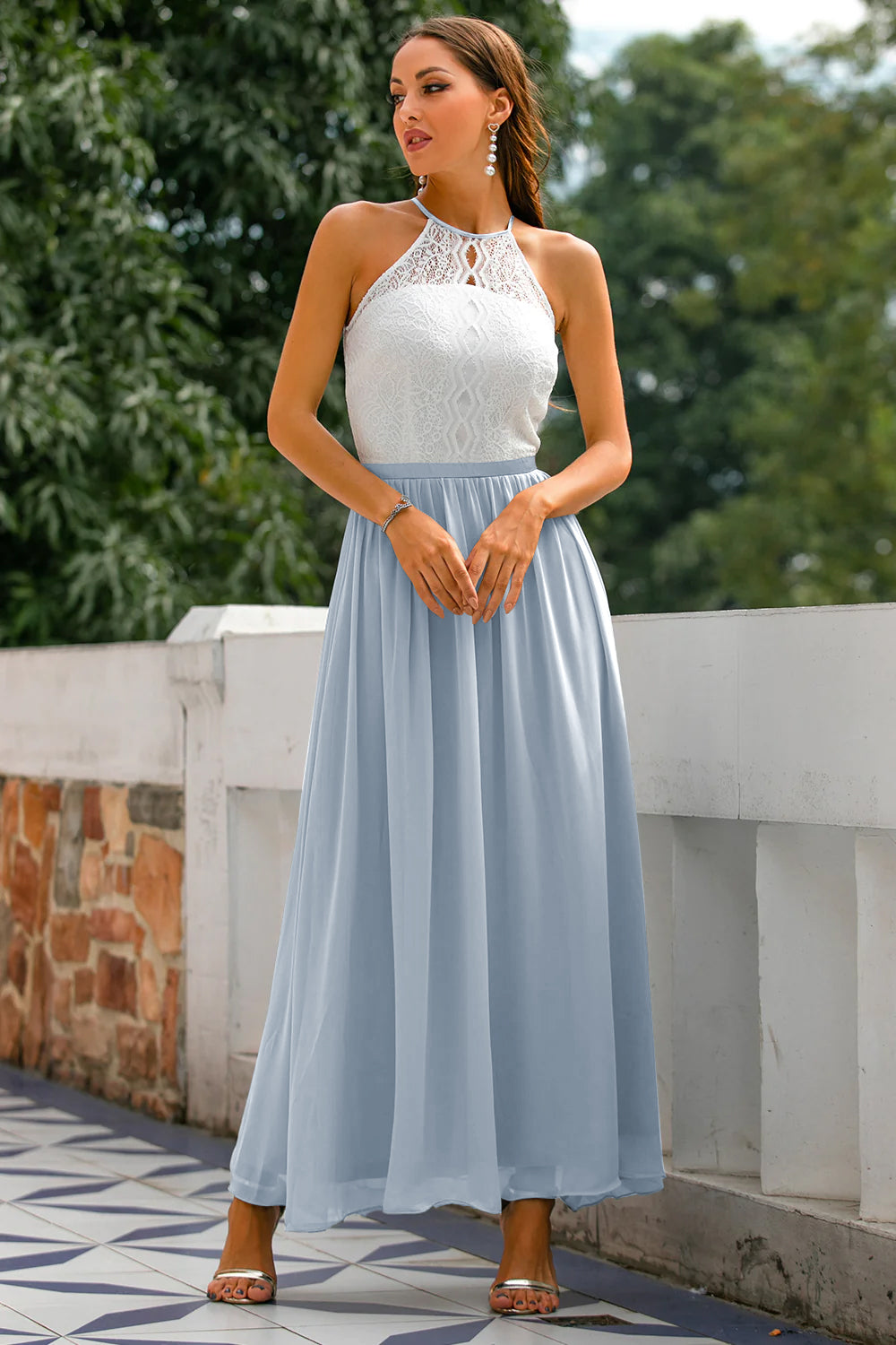 Claire | Abito lungo da donna con scollo all'americana per invitate a matrimoni