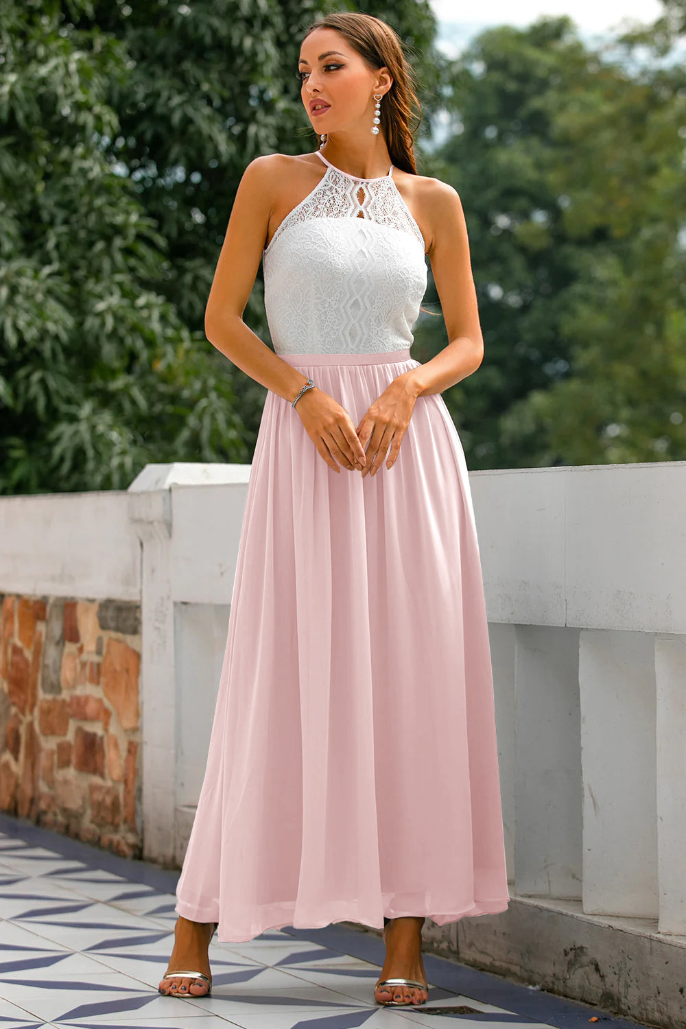 Claire | Abito lungo da donna con scollo all'americana per invitate a matrimoni