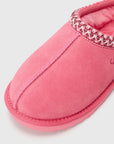 UGG Tasman II Pink Bloom ciabatte chiuse donna in pelle scamosciata e montone rosa, vista dall'alto
