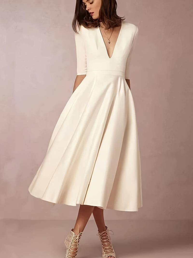 Daisy | Abito midi svasato da donna per invitate a matrimoni
