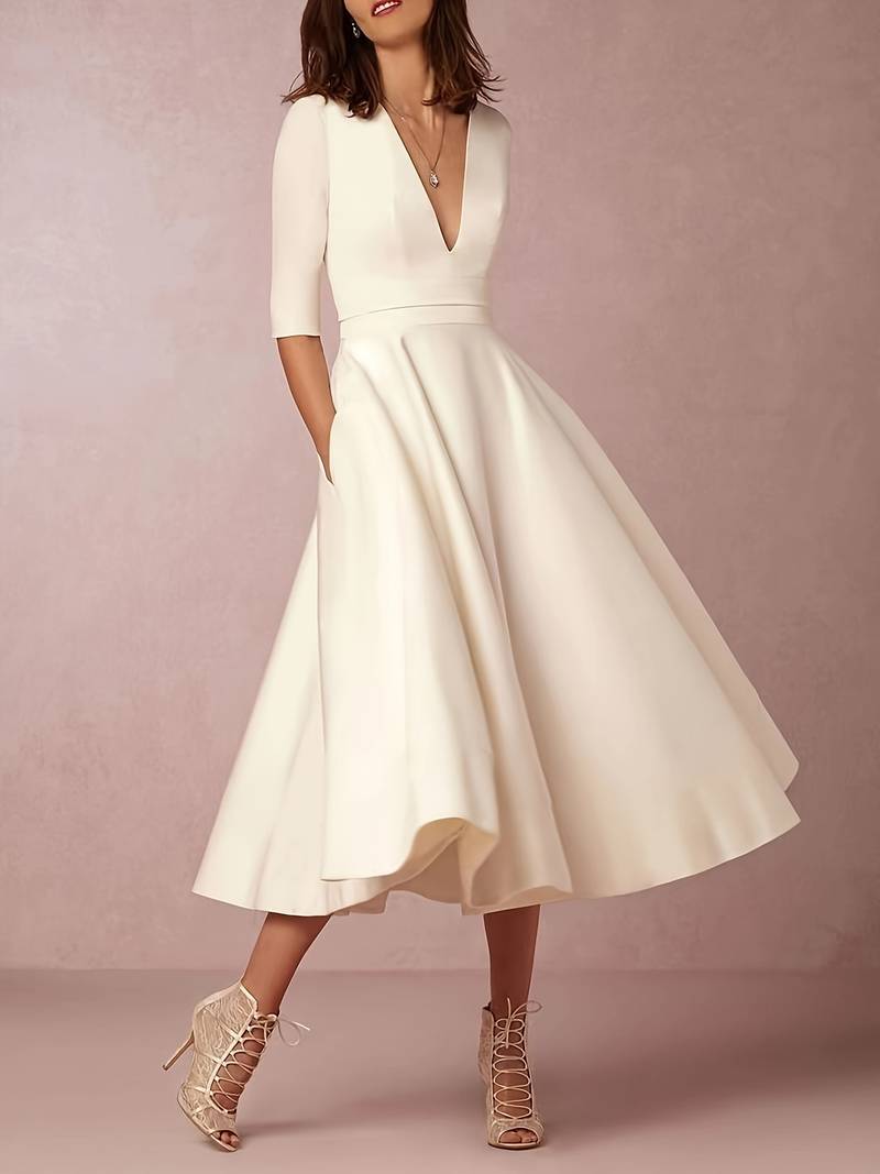 Daisy | Abito midi svasato da donna per invitate a matrimoni
