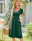 Abito Donna Maloi – Girocollo, Taglio A-Line Midi e Vita Elastica con Tasche Estate