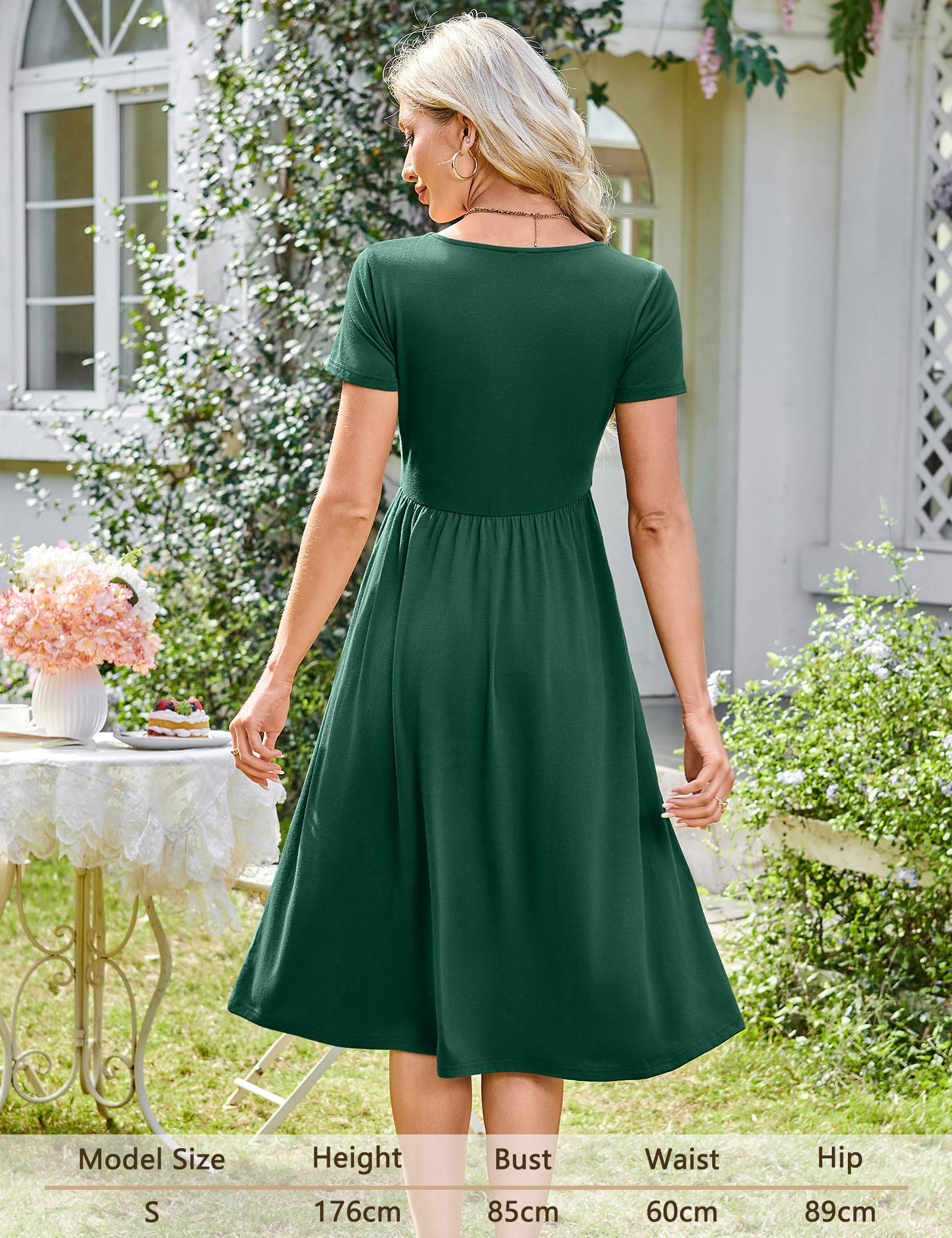Abito Donna Maloi – Girocollo, Taglio A-Line Midi e Vita Elastica con Tasche Estate