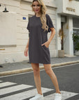 Vestito Lewina Donna – Girocollo Maniche Corte, Taglio A-Line Mini & Tasche Tinta Unita Estate