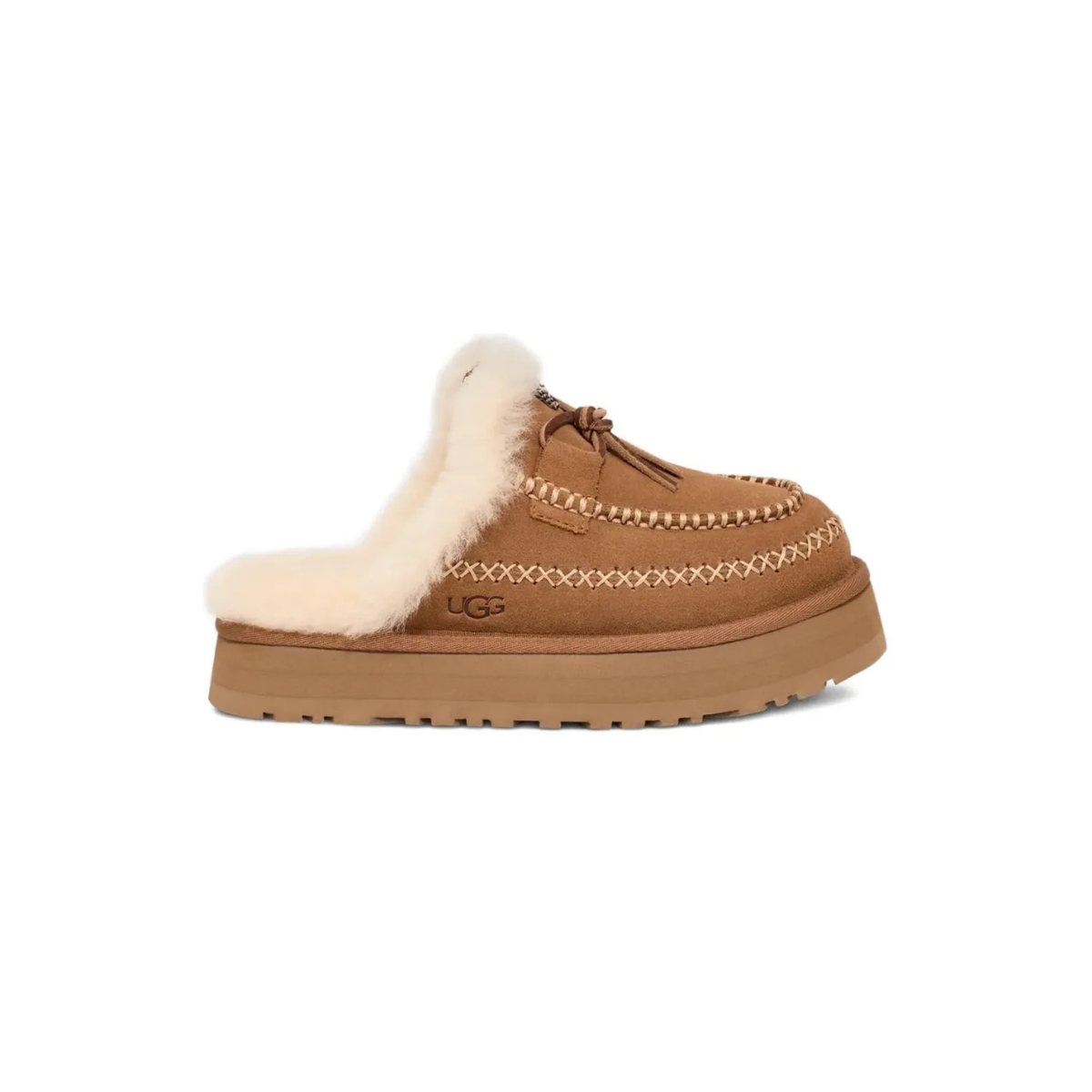 UGG Disquette Alpine Chestnut – Ciabatte Platform Donna in Montone Premium Chestnut Marroni