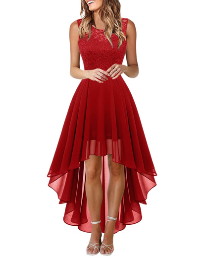Drel Abito Donna – Abito Lungo Senza Maniche in Pizzo Collo Tondo Boho Chic Elegante