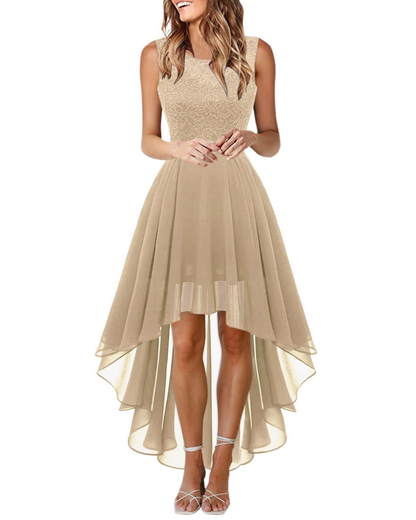 Drel Abito Donna – Abito Lungo Senza Maniche in Pizzo Collo Tondo Boho Chic Elegante