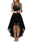 Drel Abito Donna – Abito Lungo Senza Maniche in Pizzo Collo Tondo Boho Chic Elegante