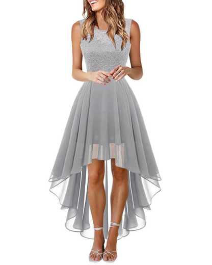 Drel Abito Donna – Abito Lungo Senza Maniche in Pizzo Collo Tondo Boho Chic Elegante