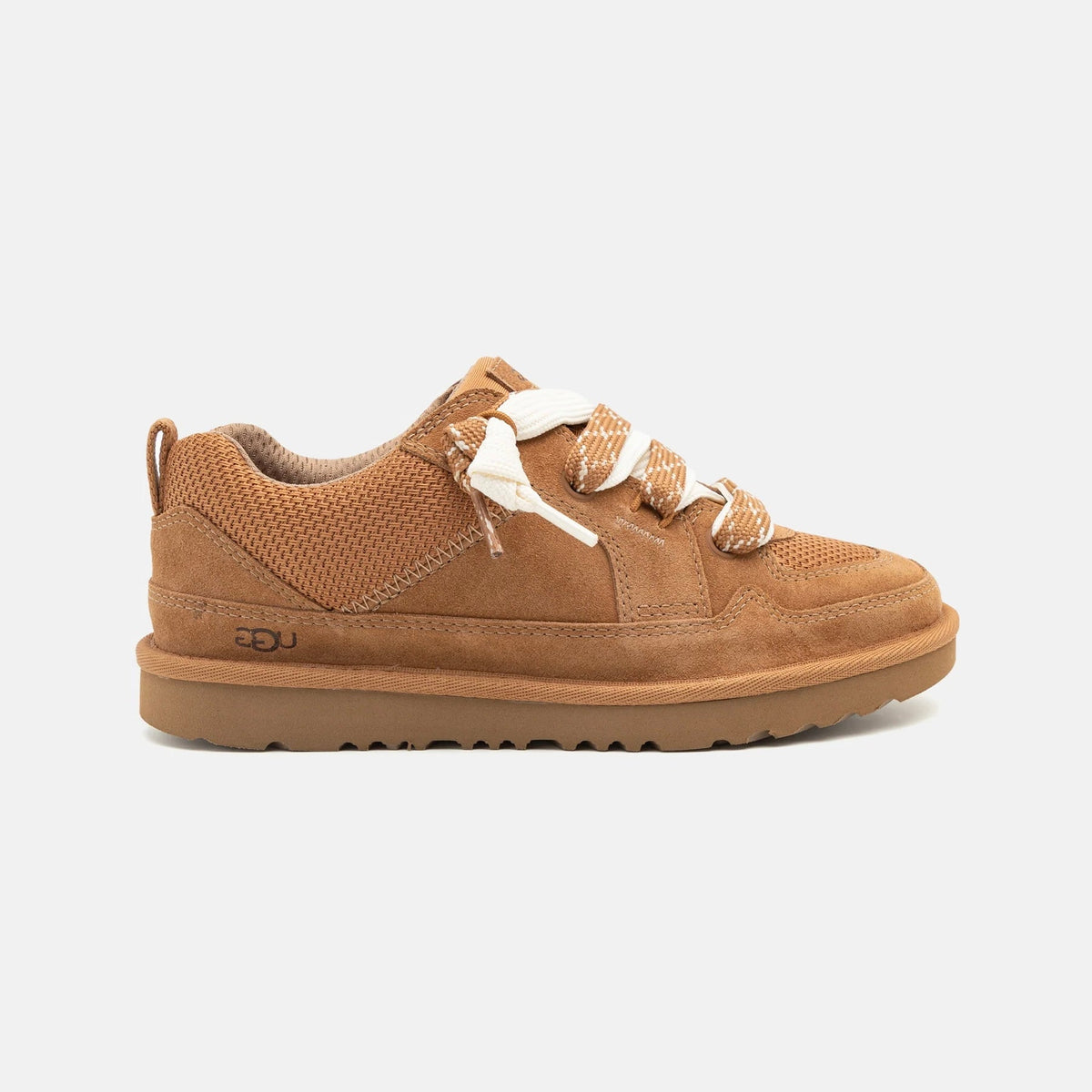UGG Lowmel Lo Chestnut sneakers donna in pelle scamosciata marrone chestnut, vista laterale