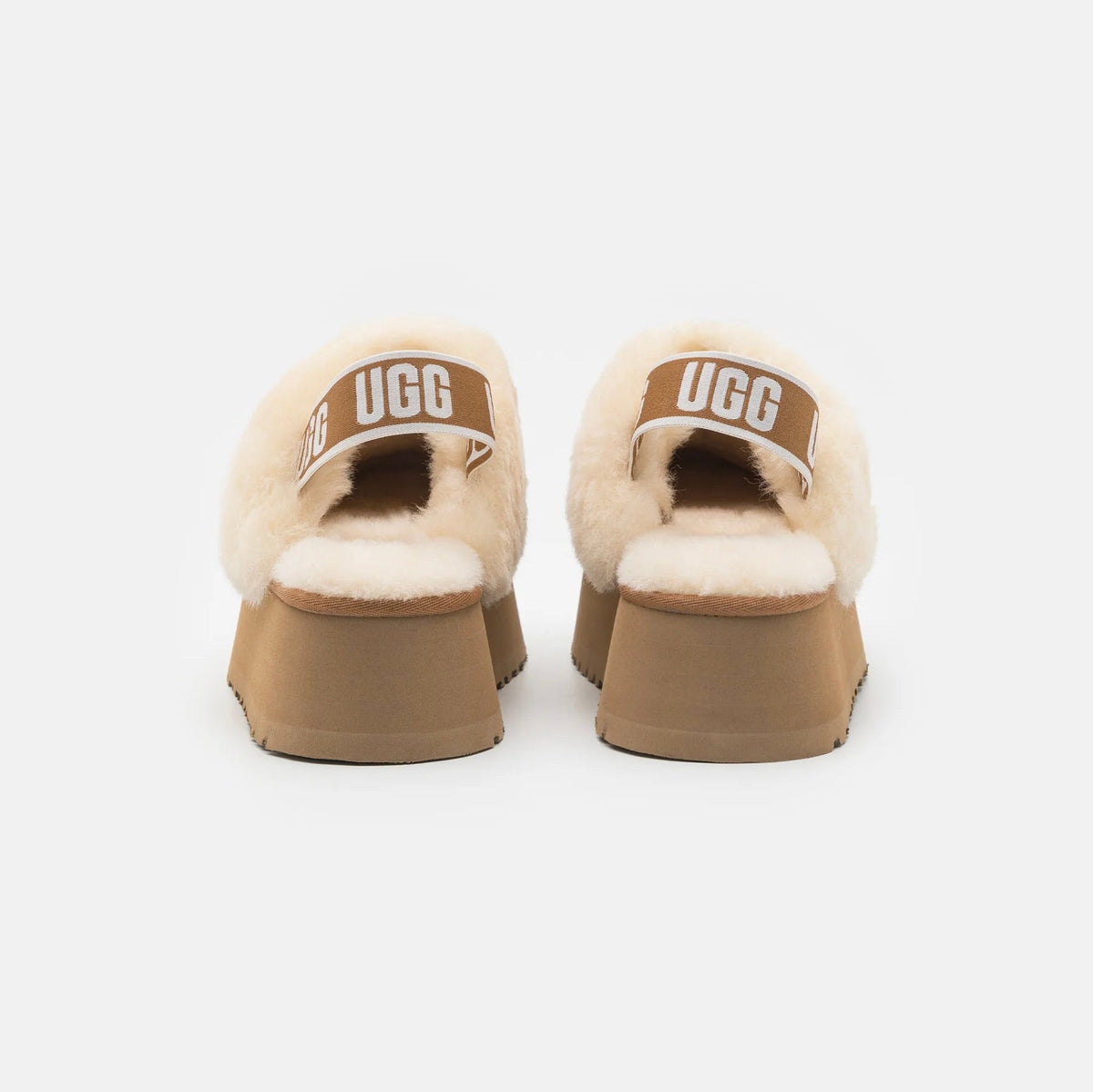 UGG Funkette Chestnut sabot platform donna in pelle scamosciata e montone marrone chestnut, dettaglio suola