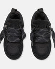 UGG Lowmel Black sneakers bambino in pelle scamosciata nero, vista posteriore