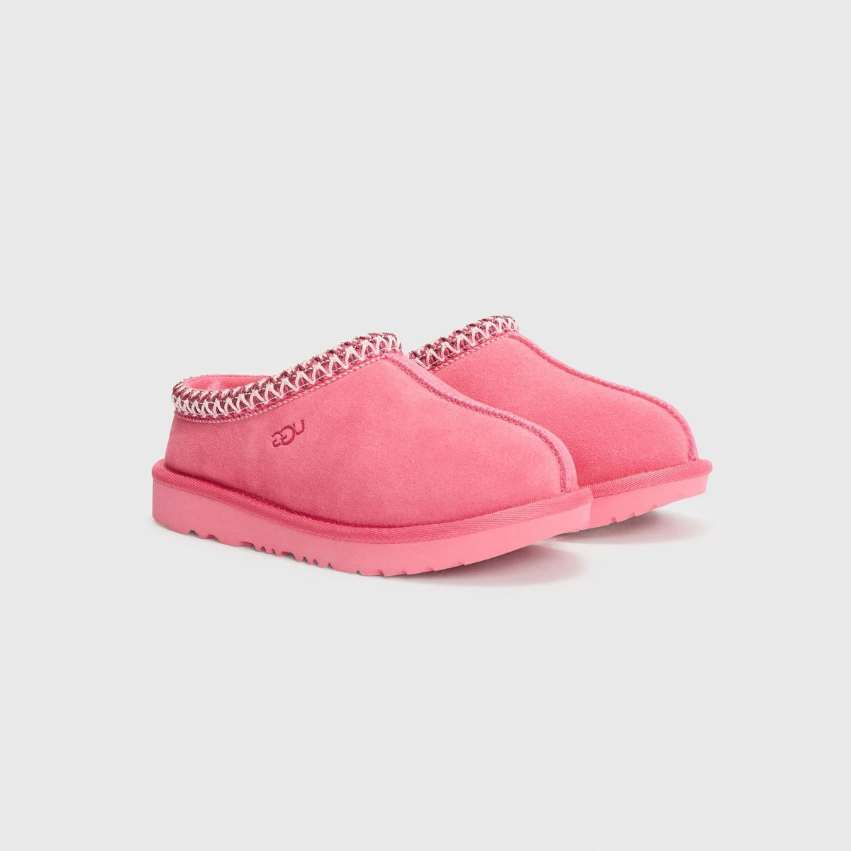 UGG Tasman II Pink Bloom ciabatte chiuse donna in pelle scamosciata e montone rosa, vista frontale