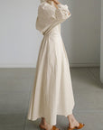 Abito lungo elegante da donna con cintura e camicia