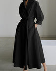 Abito lungo elegante da donna con cintura e camicia