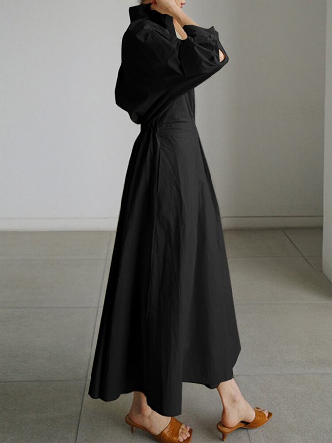Abito lungo elegante da donna con cintura e camicia