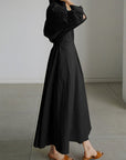 Abito lungo elegante da donna con cintura e camicia