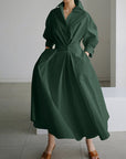 Abito lungo elegante da donna con cintura e camicia