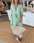 Elizabeth | Vestito midi da donna boho con stampa e nappine legate