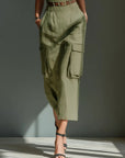 Ella | Vestito midi cargo in lino con cintura da donna
