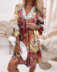 Ella | Vestito Mini Boho Floreale da Donna con Scollo a V