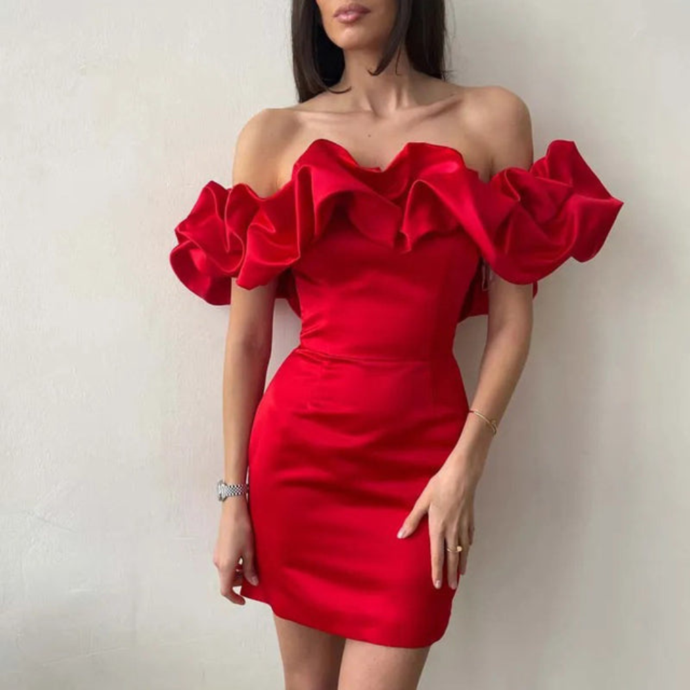 Ella | Vestito Mini con Volant da Donna per Ospiti di Matrimonio