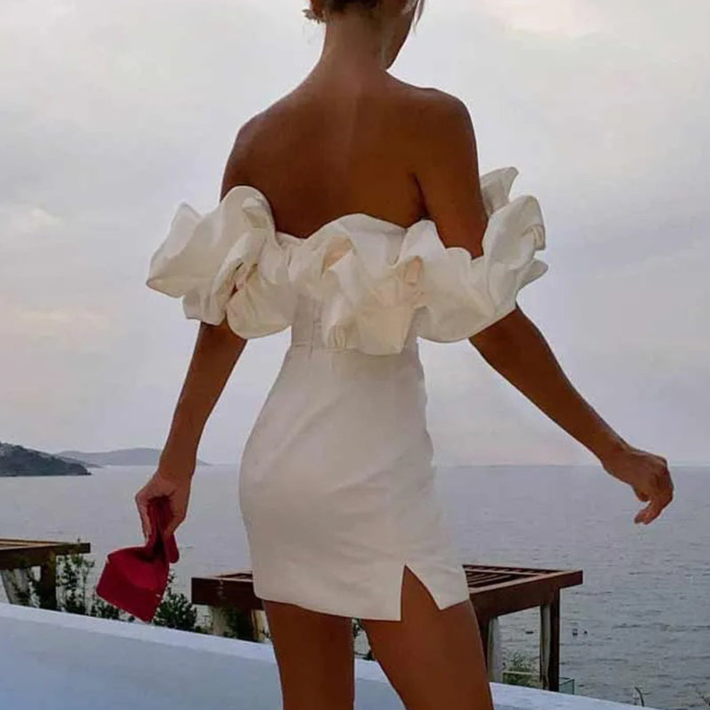 Ella | Vestito Mini con Volant da Donna per Ospiti di Matrimonio