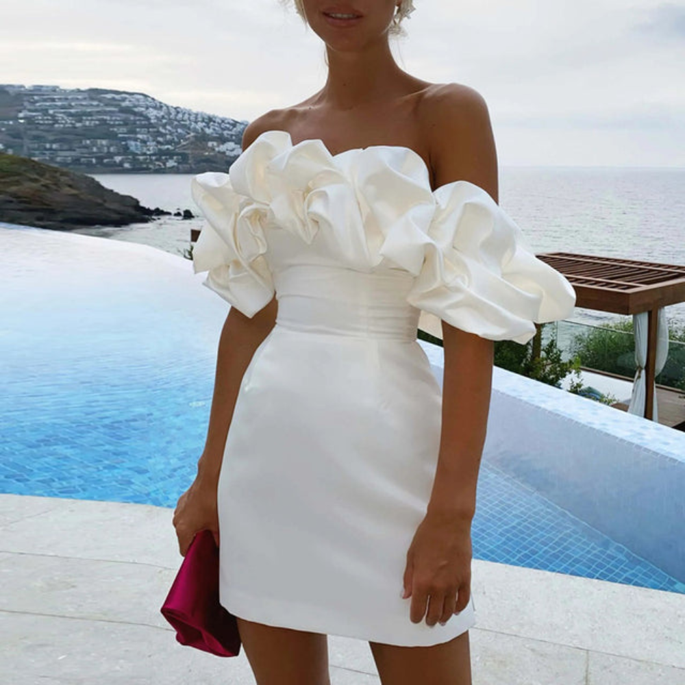 Ella | Vestito Mini con Volant da Donna per Ospiti di Matrimonio