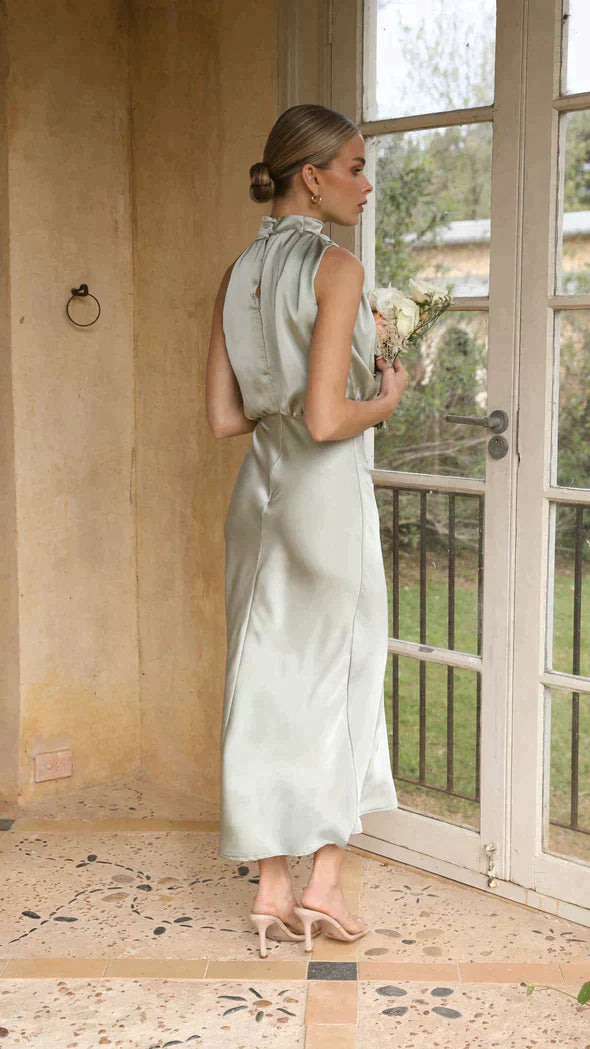 Eloise | Abito midi elegante da donna con scollo all'americana drappeggiato