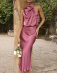 Eloise | Abito midi elegante da donna con scollo all'americana drappeggiato