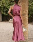 Eloise | Abito midi elegante da donna con scollo all'americana drappeggiato