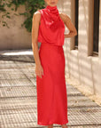 Eloise | Abito midi elegante da donna con scollo all'americana drappeggiato