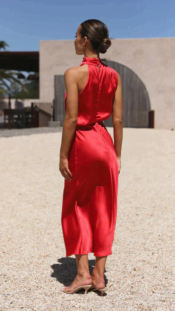 Eloise | Abito midi elegante da donna con scollo all'americana drappeggiato