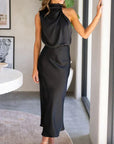 Eloise | Abito midi elegante da donna con scollo all'americana drappeggiato