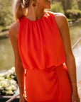 Emily | Vestito midi da donna senza maniche con scollo rotondo e spacco laterale