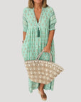 Evie | Abito midi bohemien fluido da donna con scollo a V