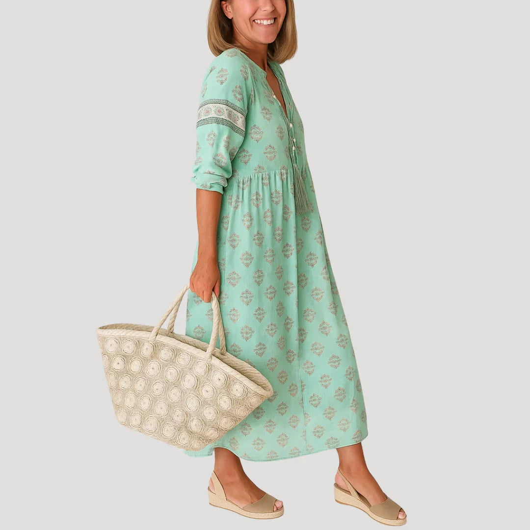 Evie | Abito midi bohemien fluido da donna con scollo a V