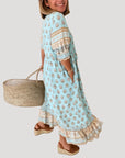 Evie | Abito midi bohemien fluido da donna con scollo a V
